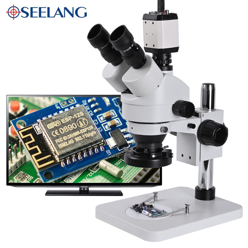 مجهر ستيريو صناعي 3.5-90X مع ك - مراجعة Stereo Trinocular Microscope Pcb وسعره